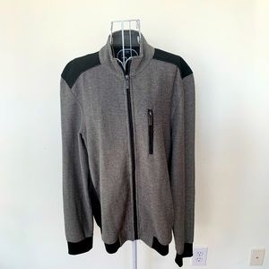 Kenneth Cole Men’s Houndstooth Front Zip Knit Sweater Size L